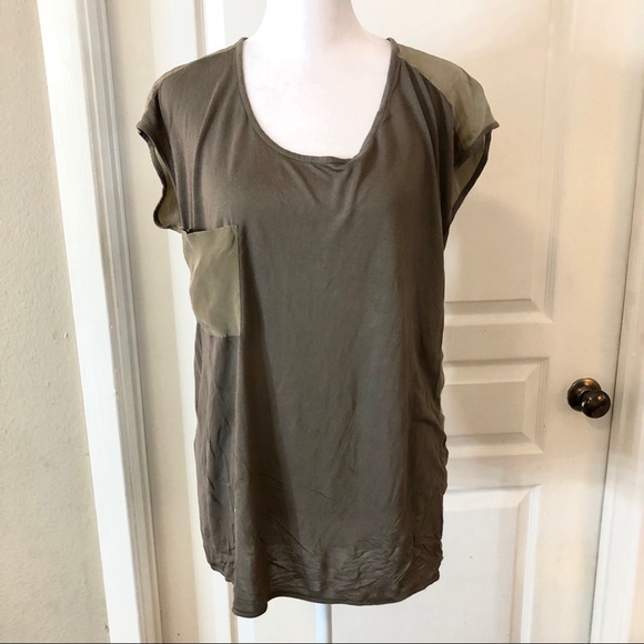 Club Monaco olive green modal silk blouse - Picture 1 of 5